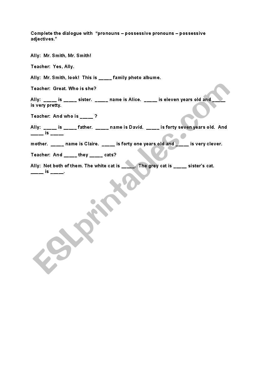 Pronouns worksheet