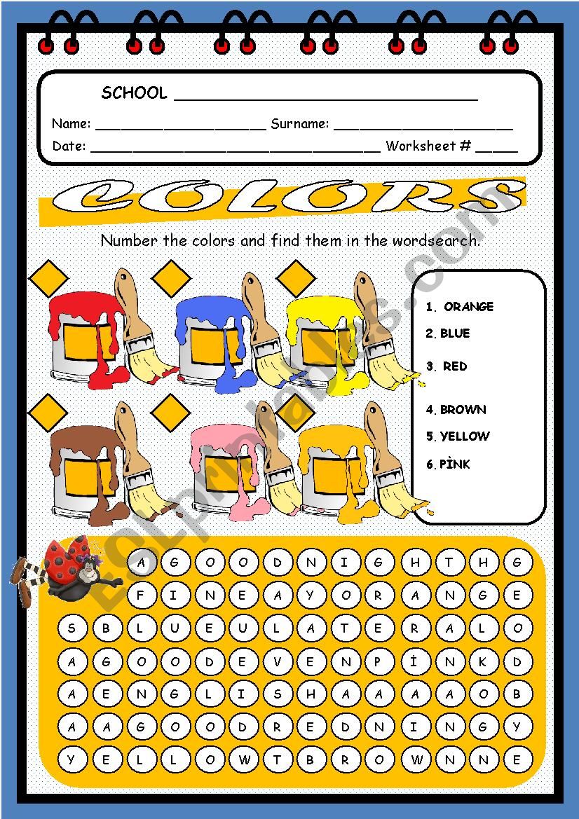 colours worksheet