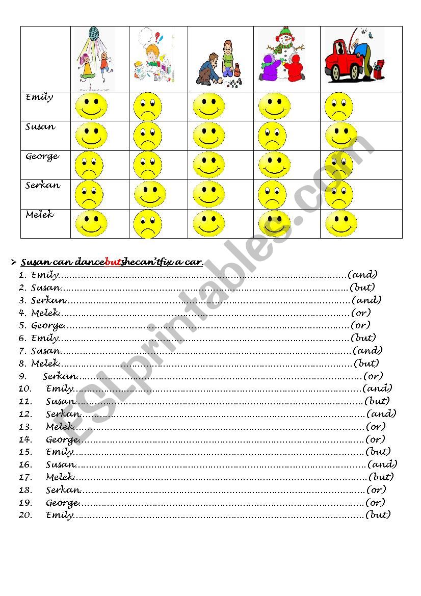 AND- BUT-OR worksheet