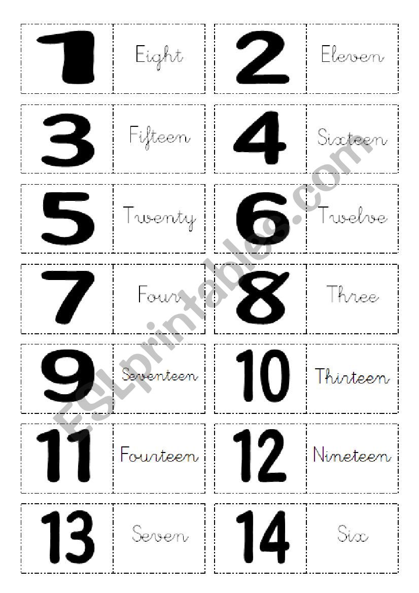 Numbers Domino worksheet