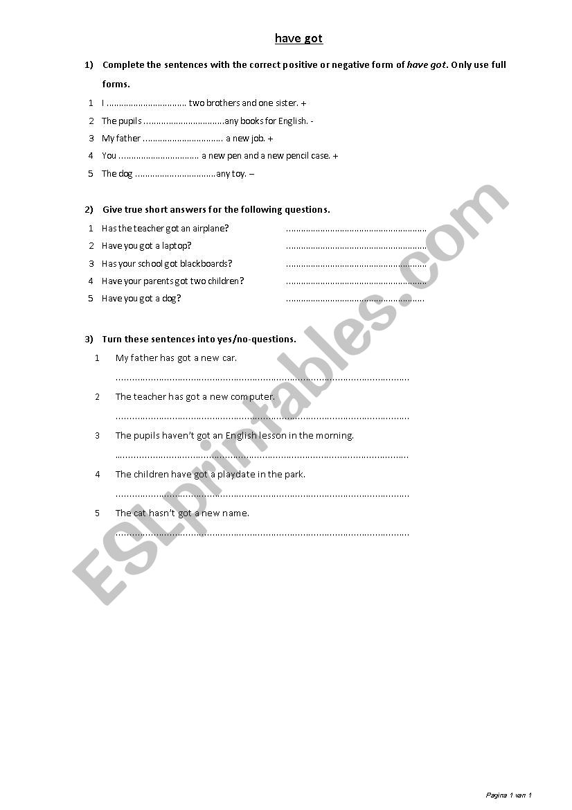 have got worksheet