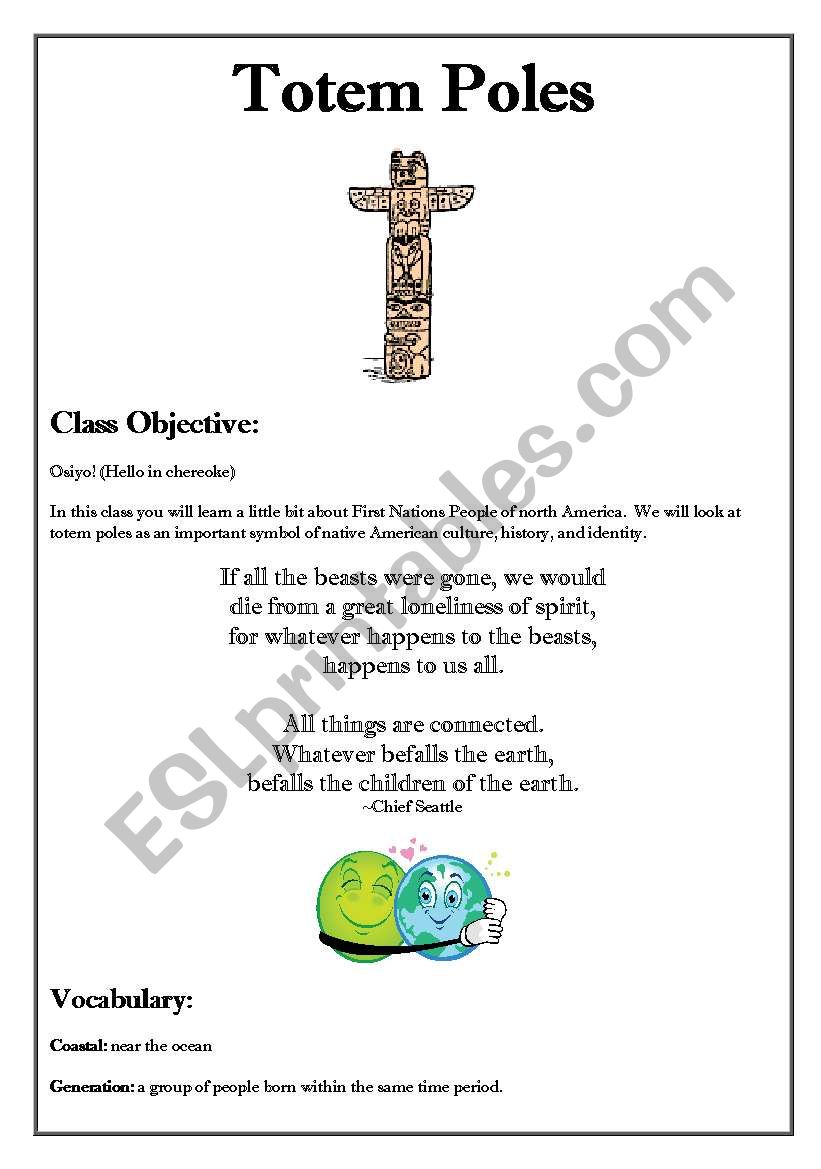 Totem Poles worksheet