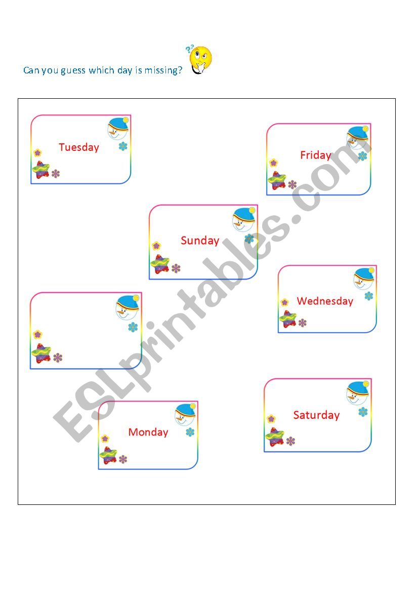 Days of the week worksheet