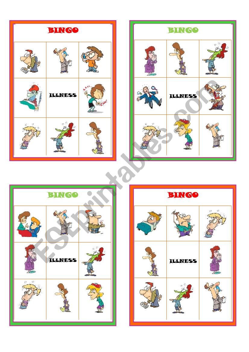 Illnesses Bingo Boards Part 1 of 3