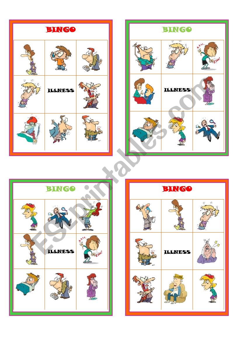 Illnesses Bingo Boards Part 2 of 3