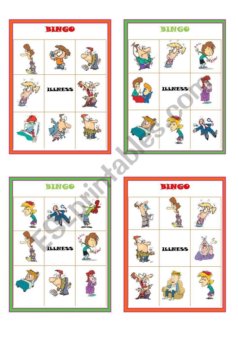 Illnesses Bingo Boards Part 2 of 3