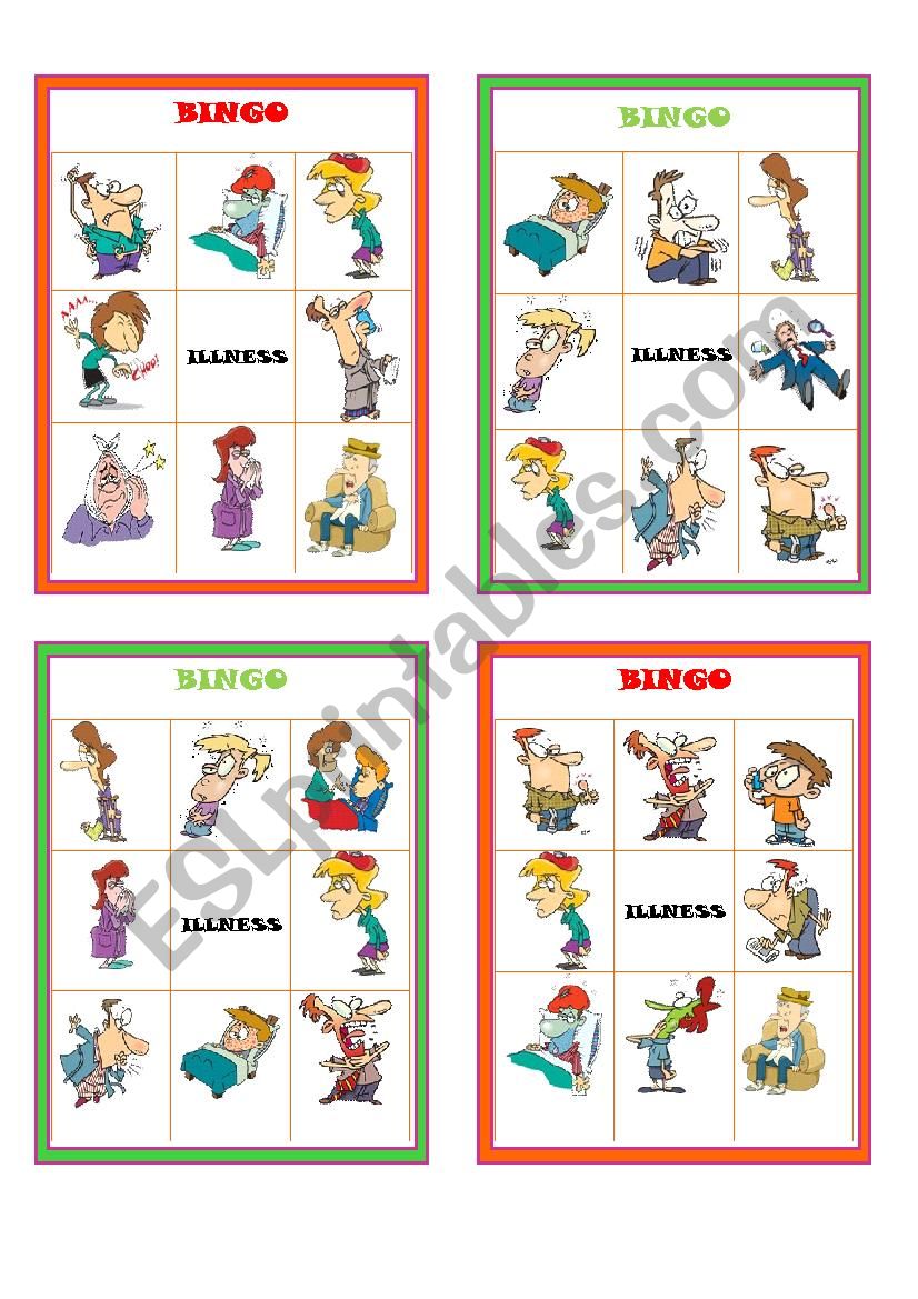 Illnesses Bingo Boards Part 3 of 3