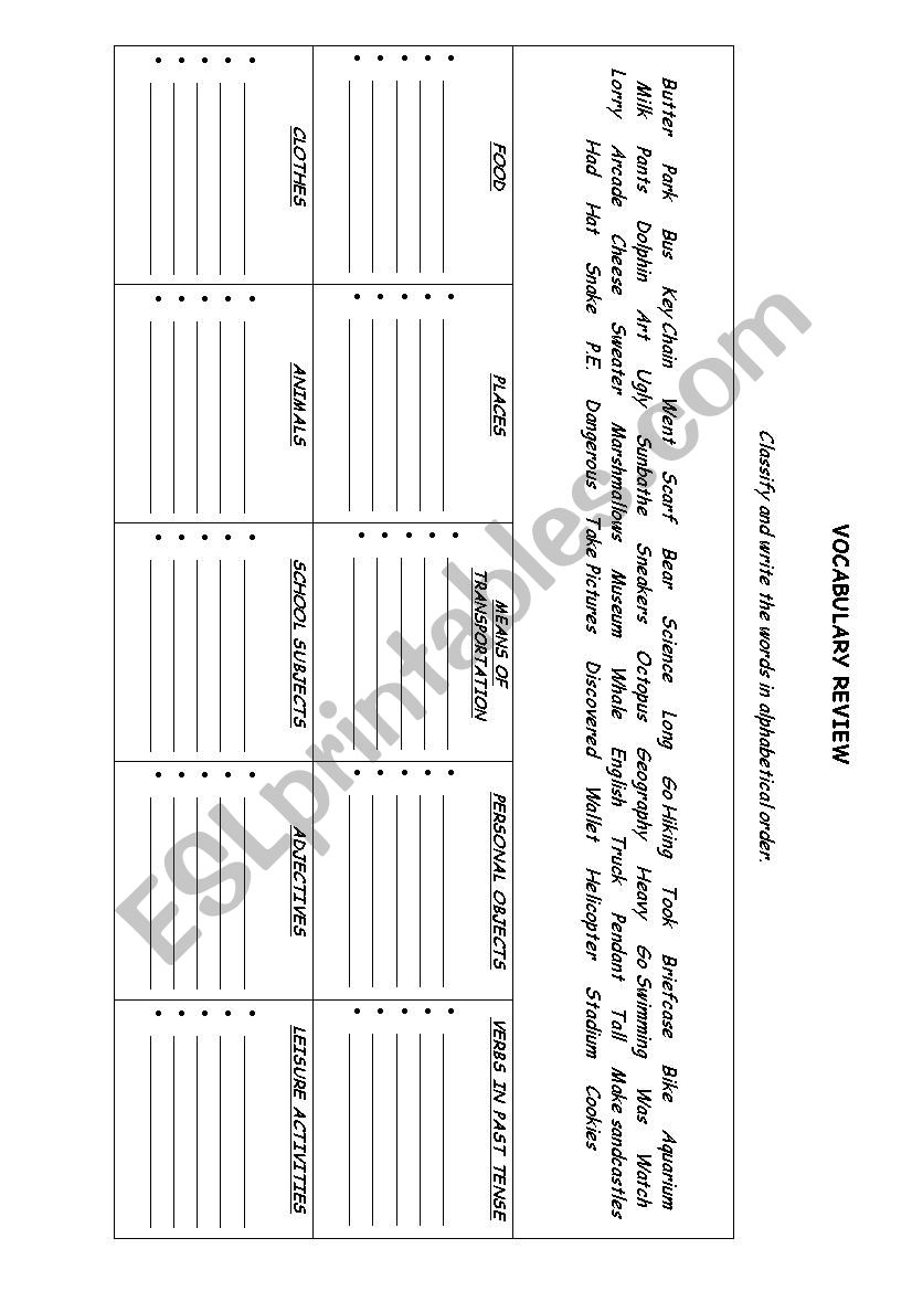 Vocabulary Review 3 worksheet