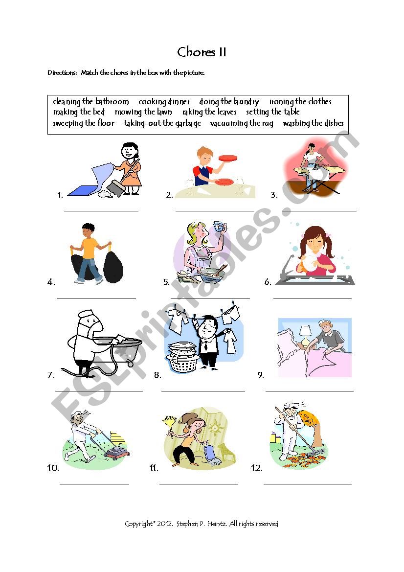 Chore Phrases II worksheet