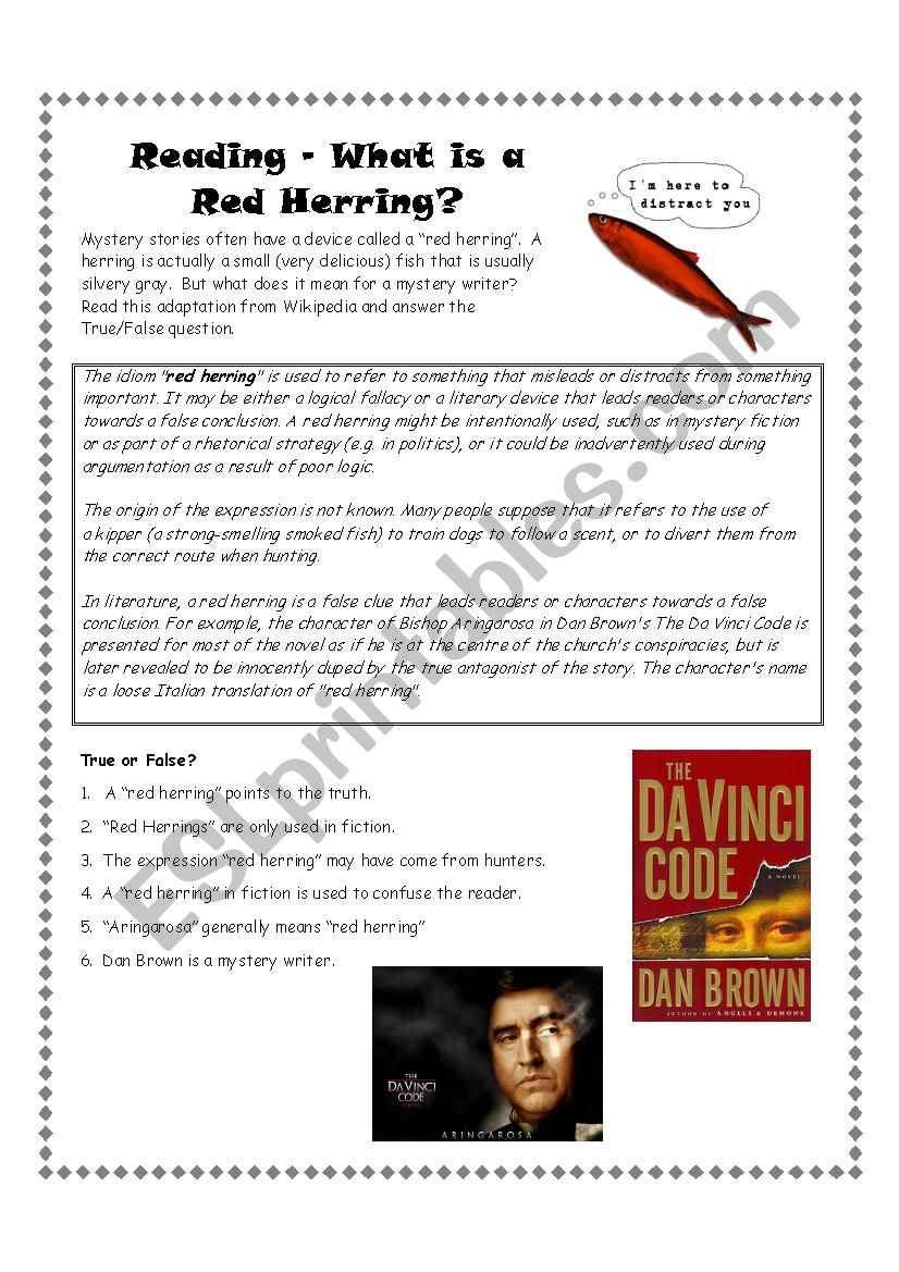 Red Herring Reading Exercise worksheet