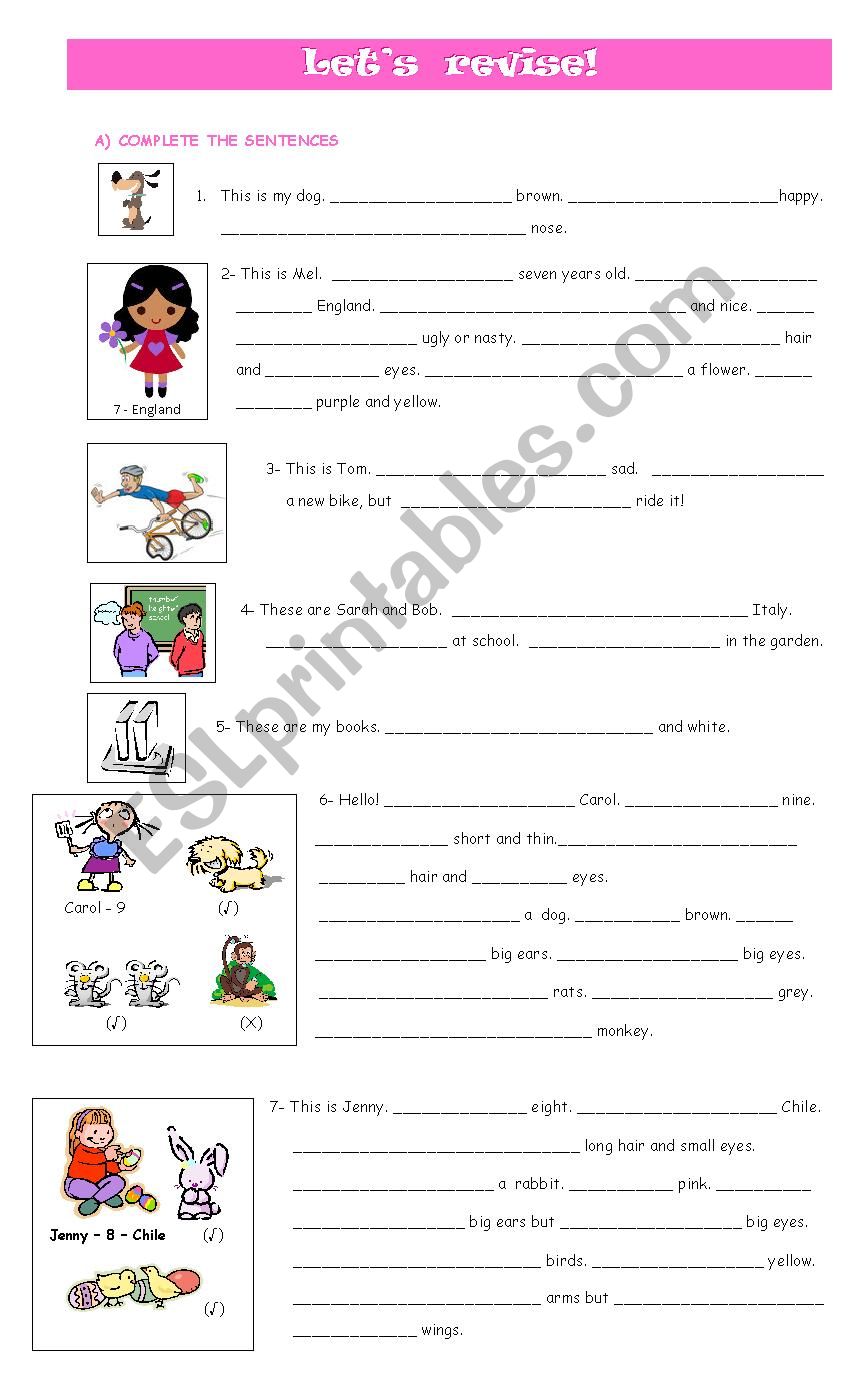 Lets revise! worksheet