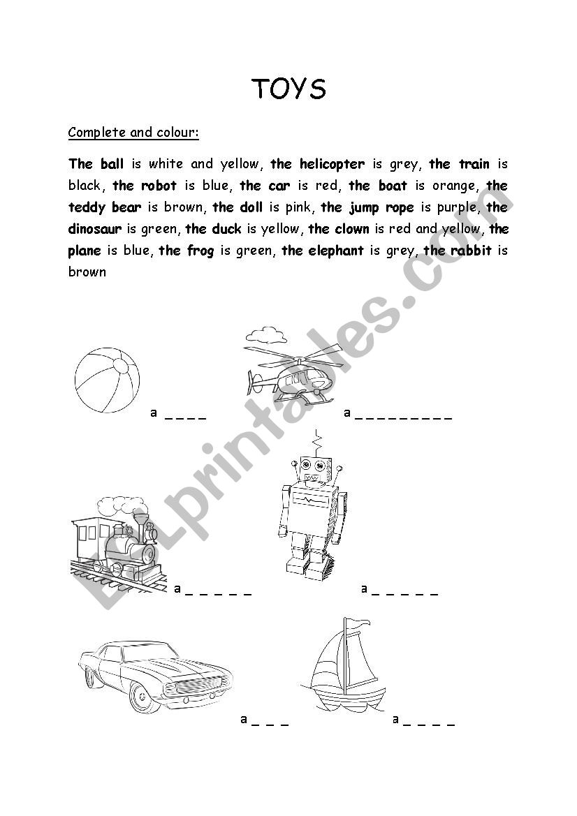 Toys worksheet