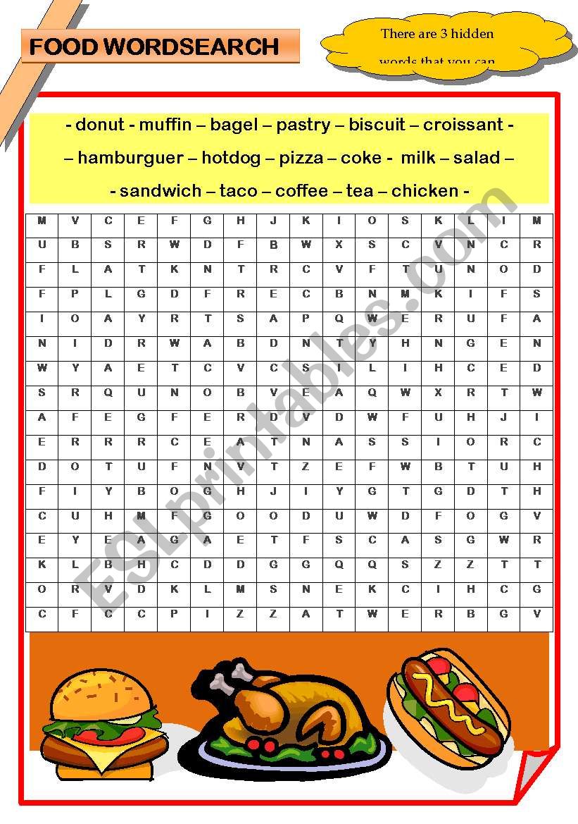 FOOD Wordsearch worksheet