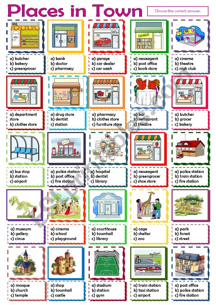 Places in Town worksheet