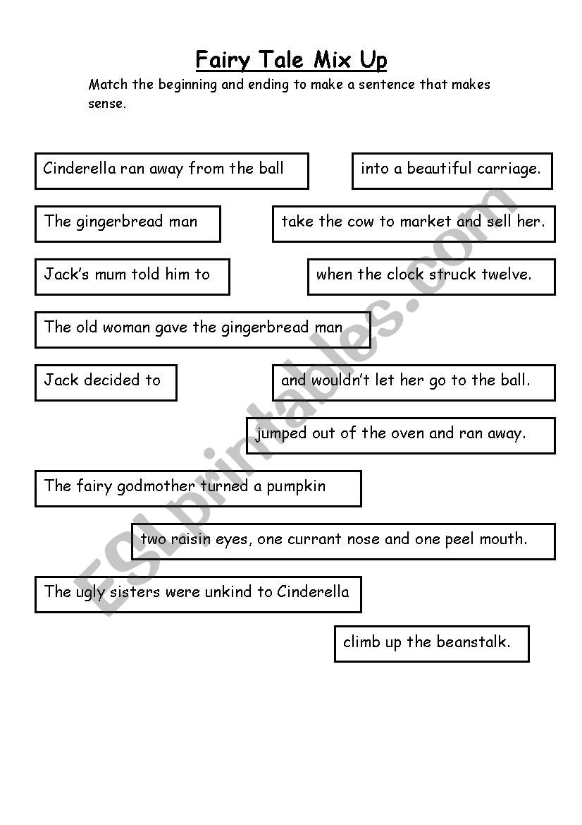 Fairy Tale Match worksheet