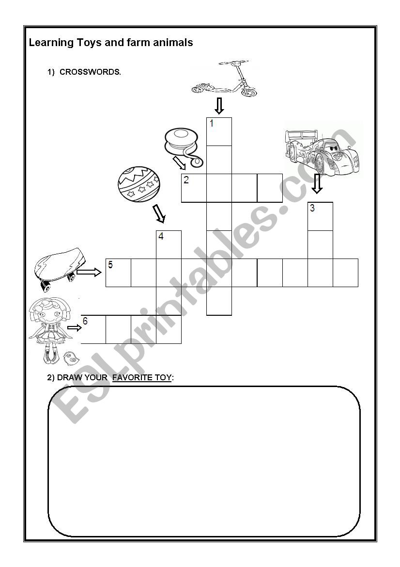 Toys and farm animals worksheet
