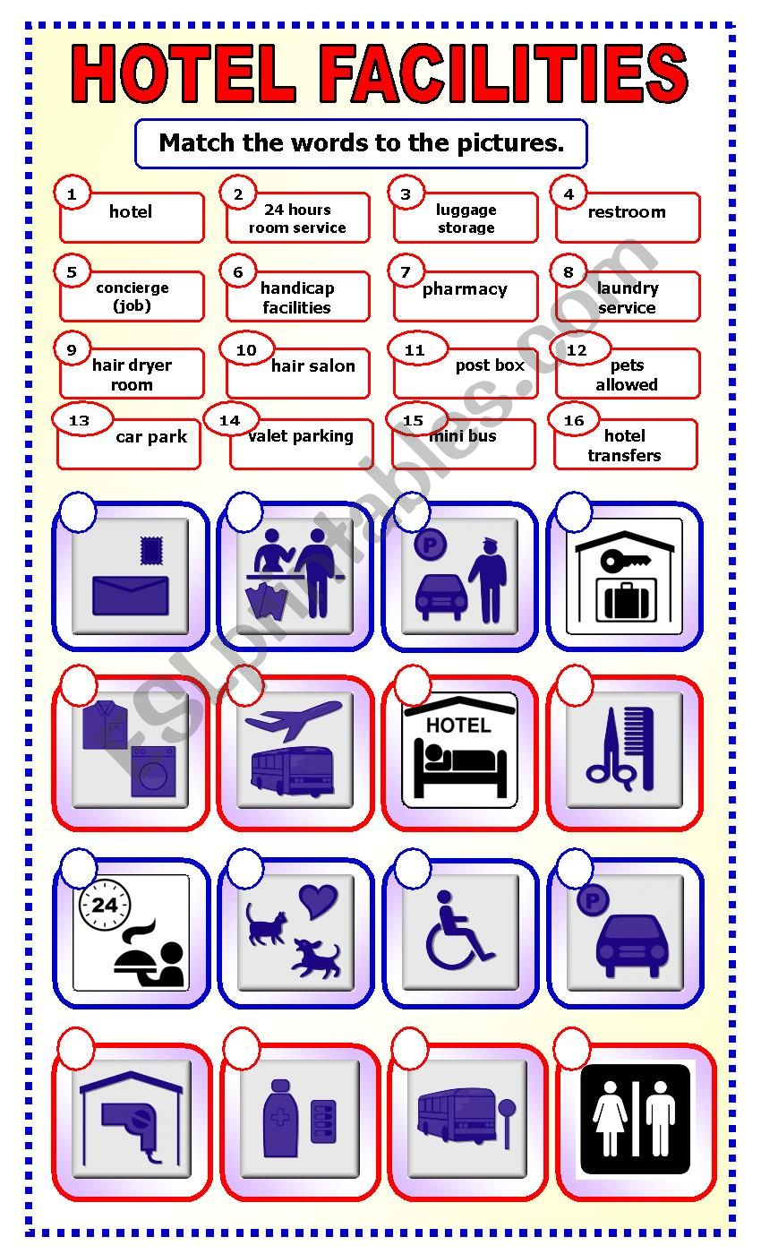 Hotel Facilities:matching_2 worksheet