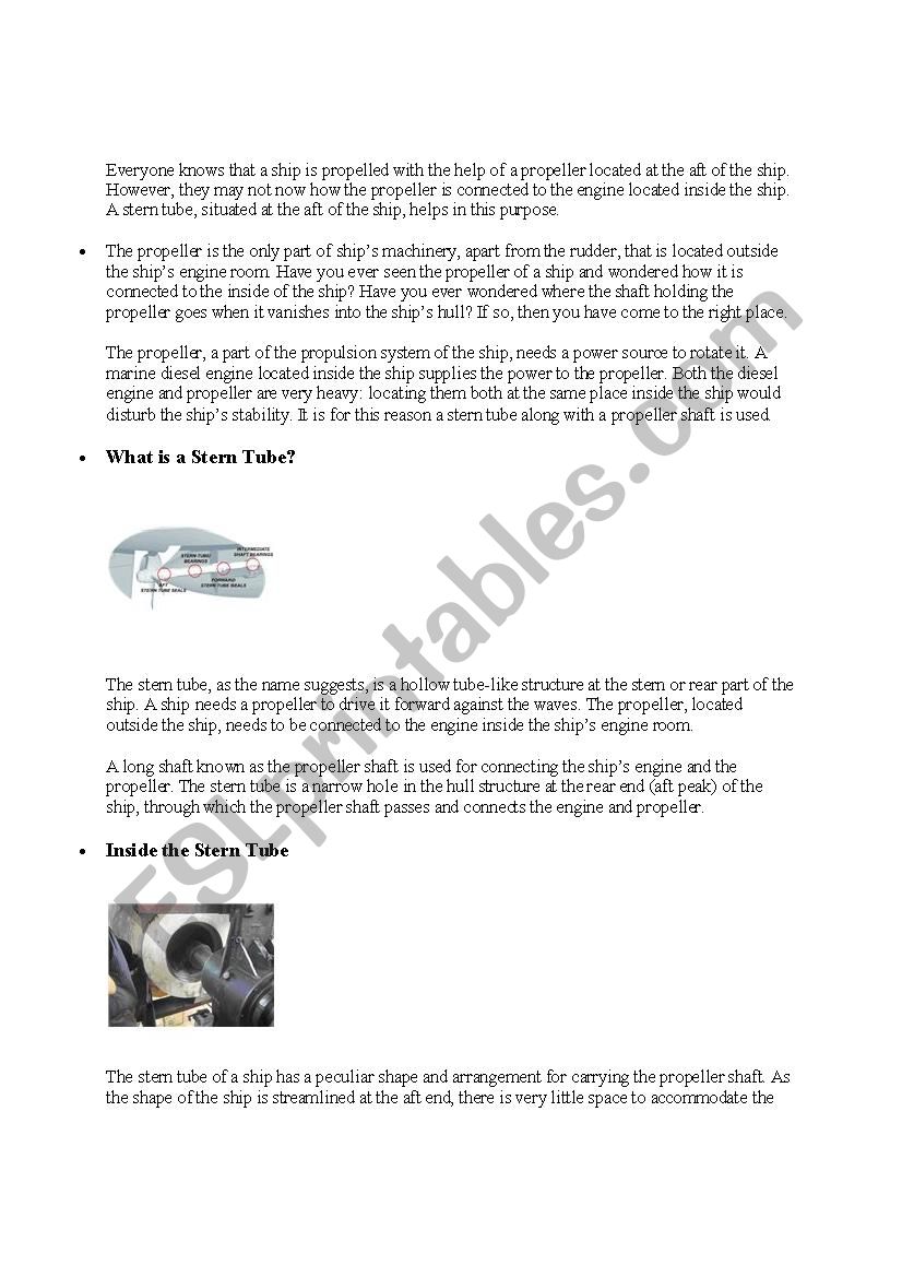 stern tube(marine field) worksheet