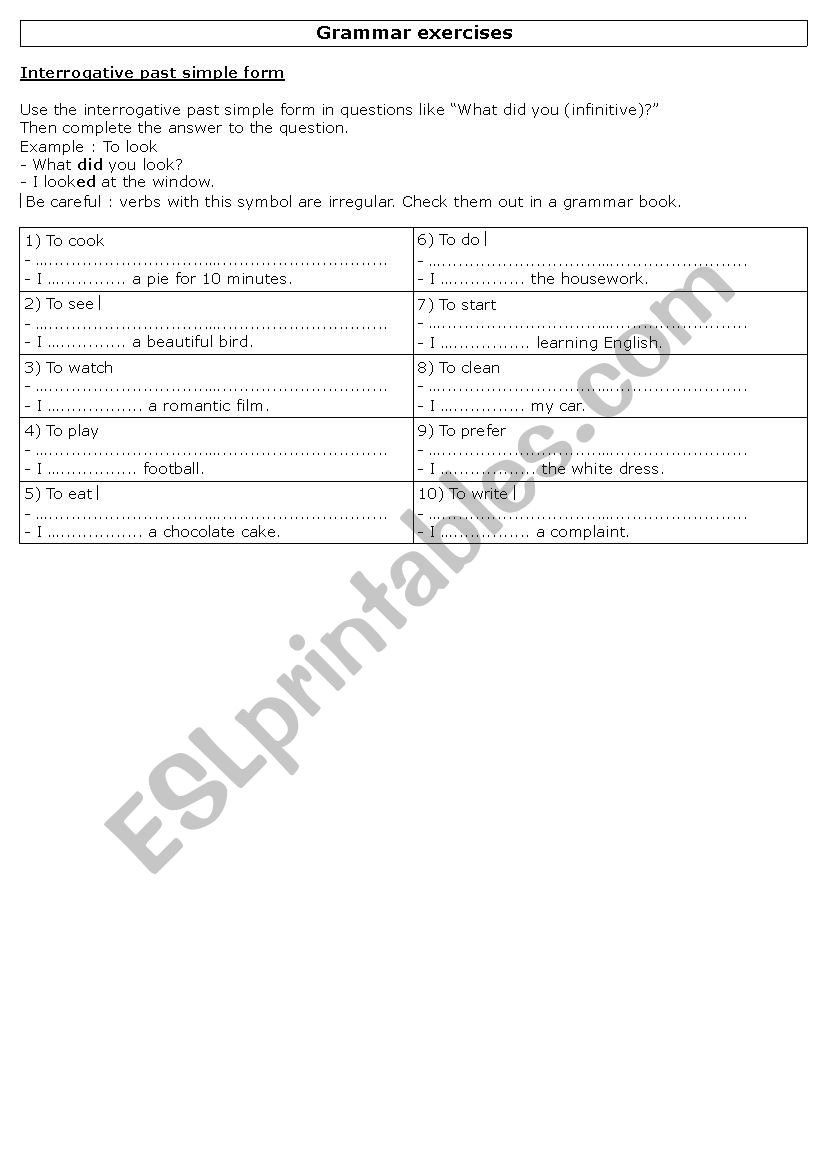 pas simple worksheet