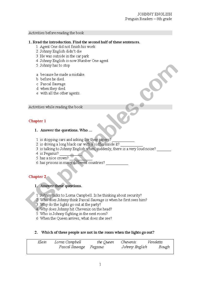 JONHY ENGLISH (film or book) worksheet