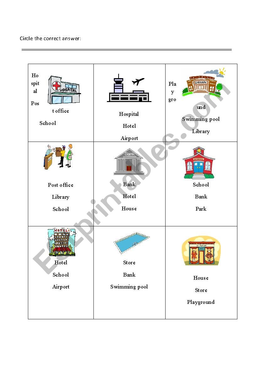 places  worksheet