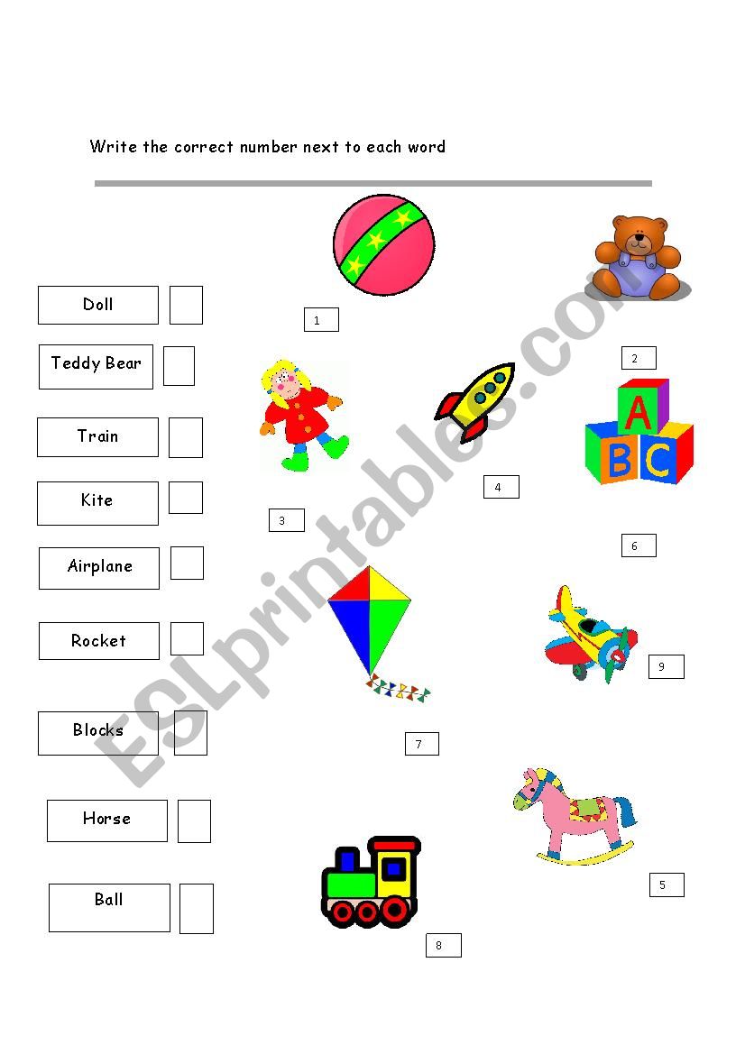 Toys worksheet