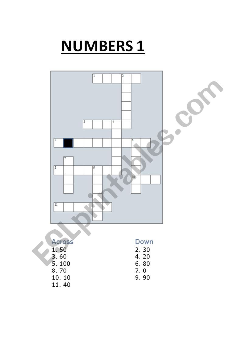 NUMBERS - Crosses worksheet