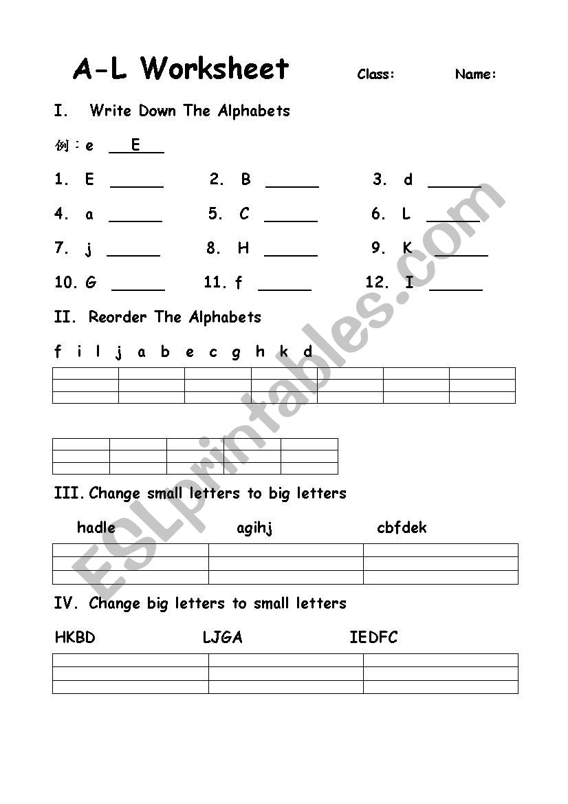 Alphabets Worksheet worksheet