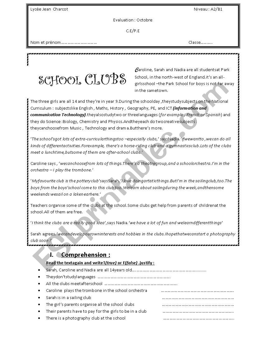 exam for 8the grades worksheet