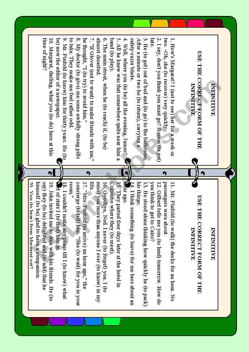 INFINITIVE worksheet