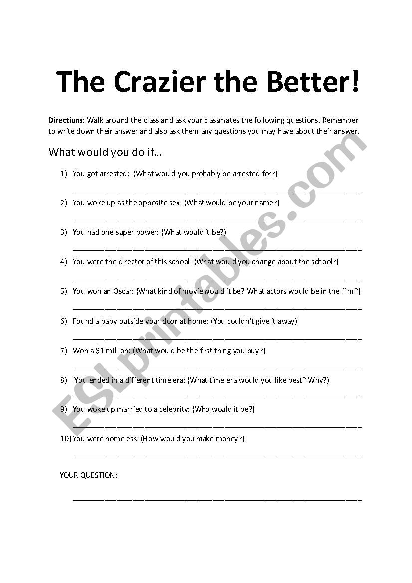 Ice Breaker worksheet