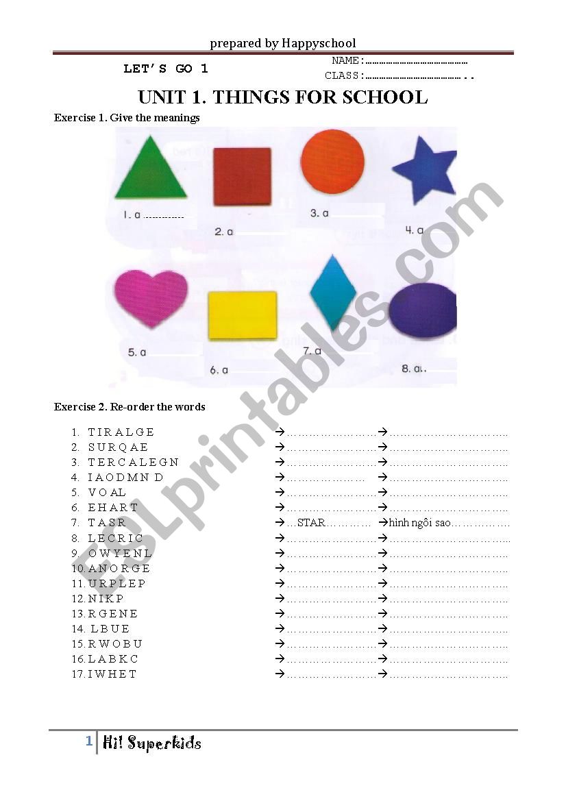 shapes worksheet