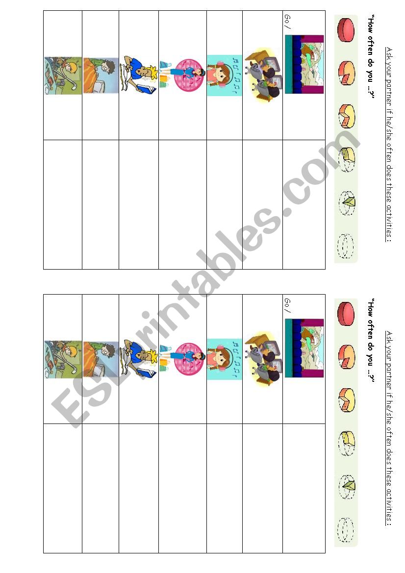 Pairwork how often do you ... worksheet