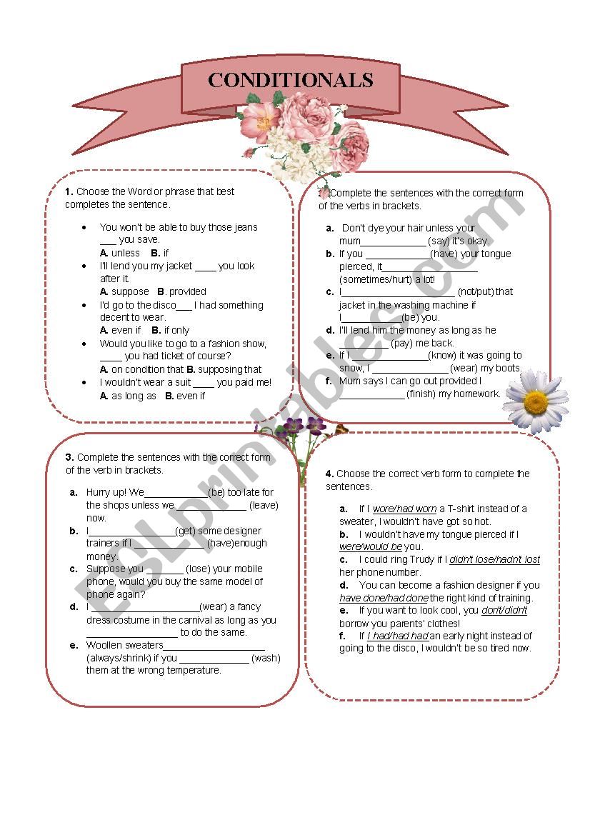 Conditional Sentences Worksheet. 