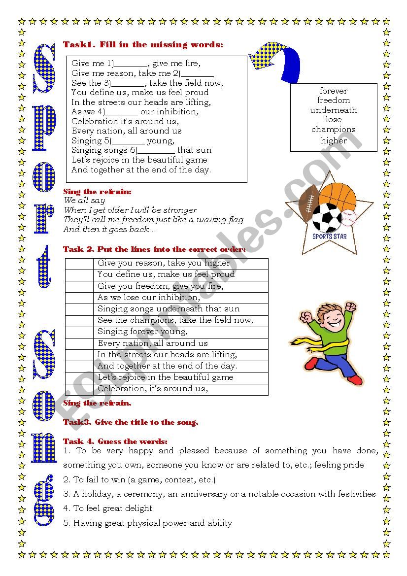 Sport song worksheet