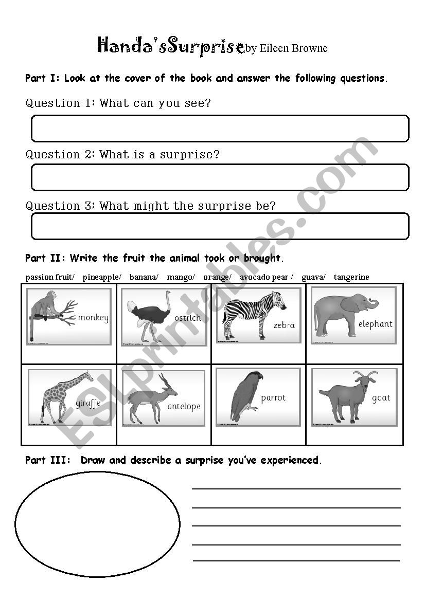 HandaÂ´s Surprise worksheet