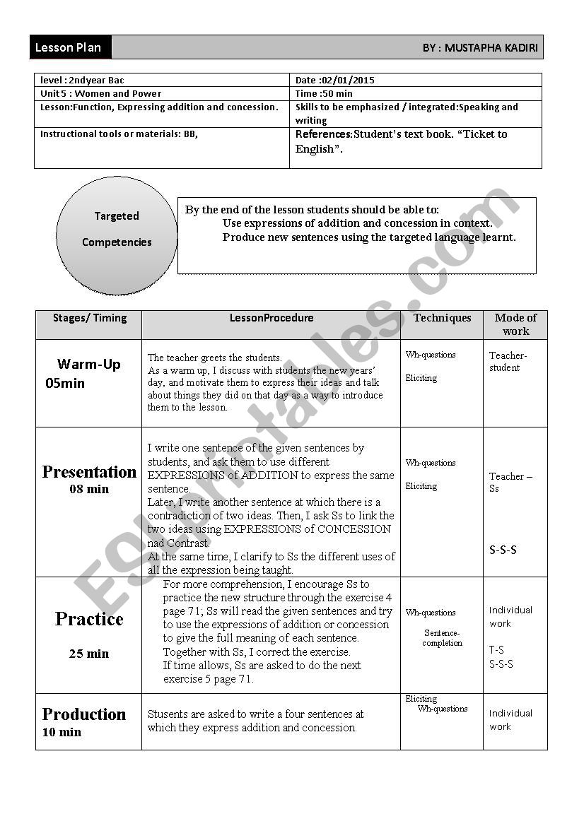 Expressing Addition and Concession