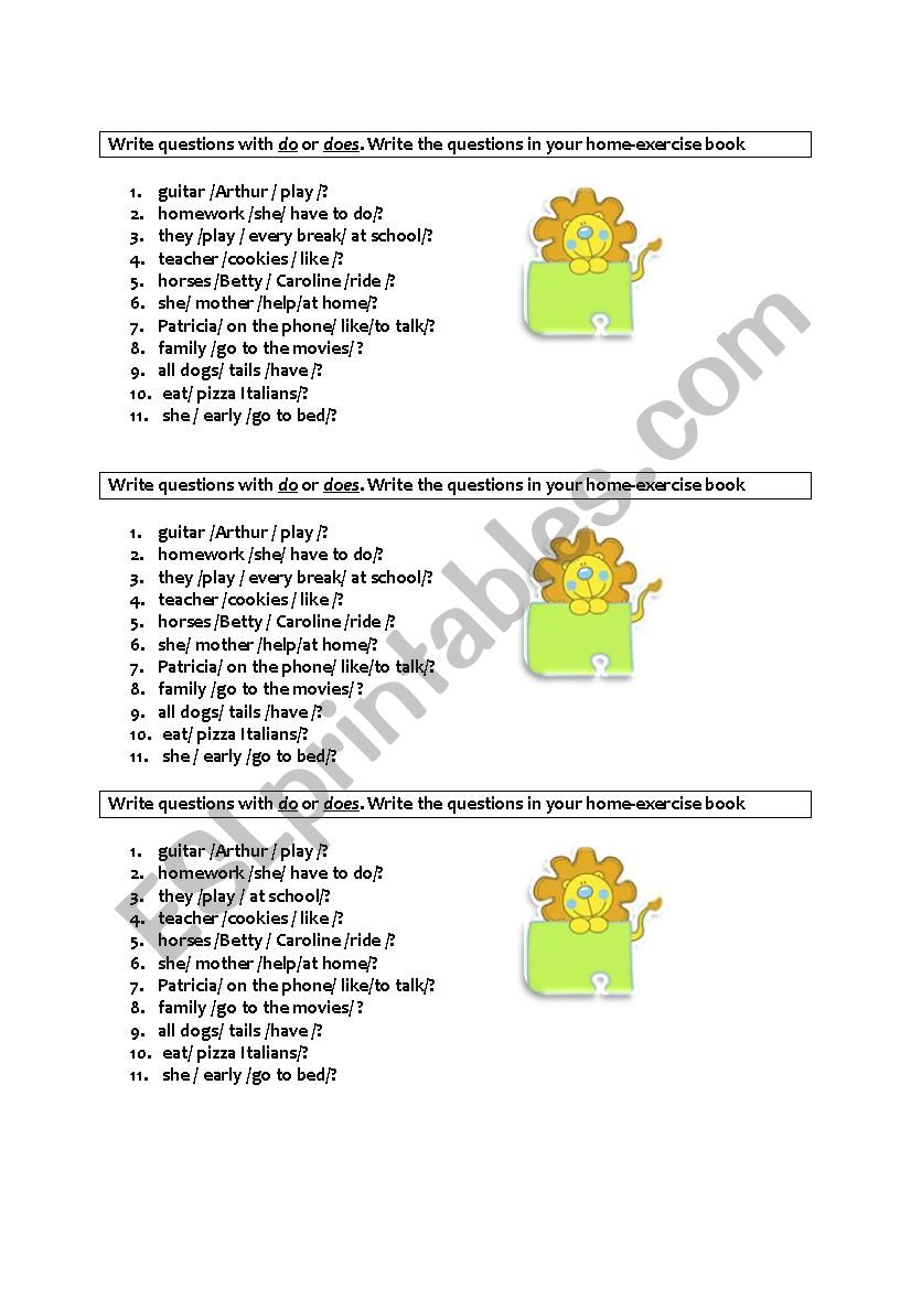 present simple questions  worksheet