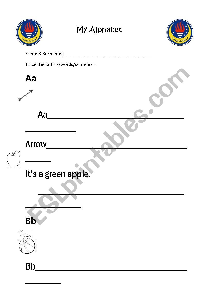 Tracing the Letters worksheet