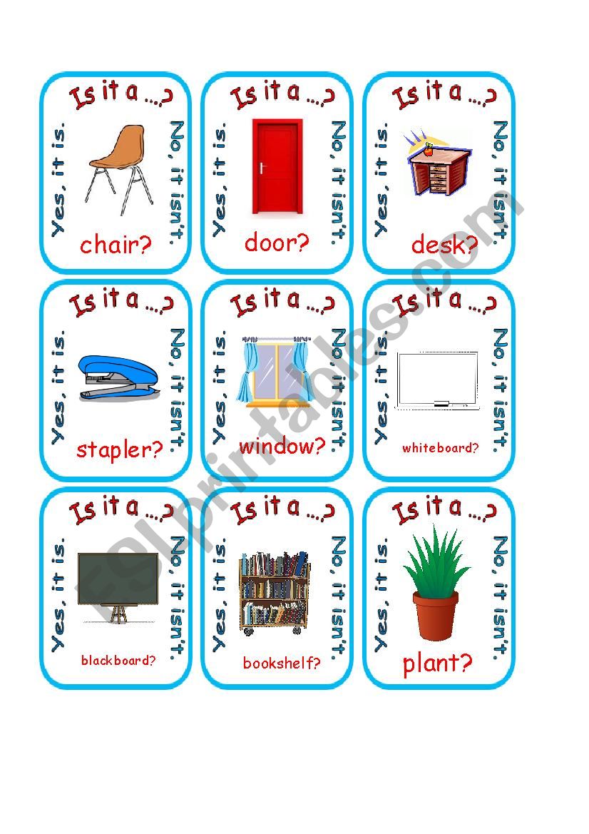 Is It A Classroom Objects Go Fish Esl Worksheet By Estherlee76