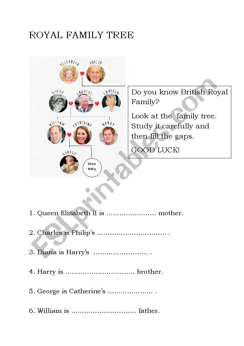 The royal family worksheet