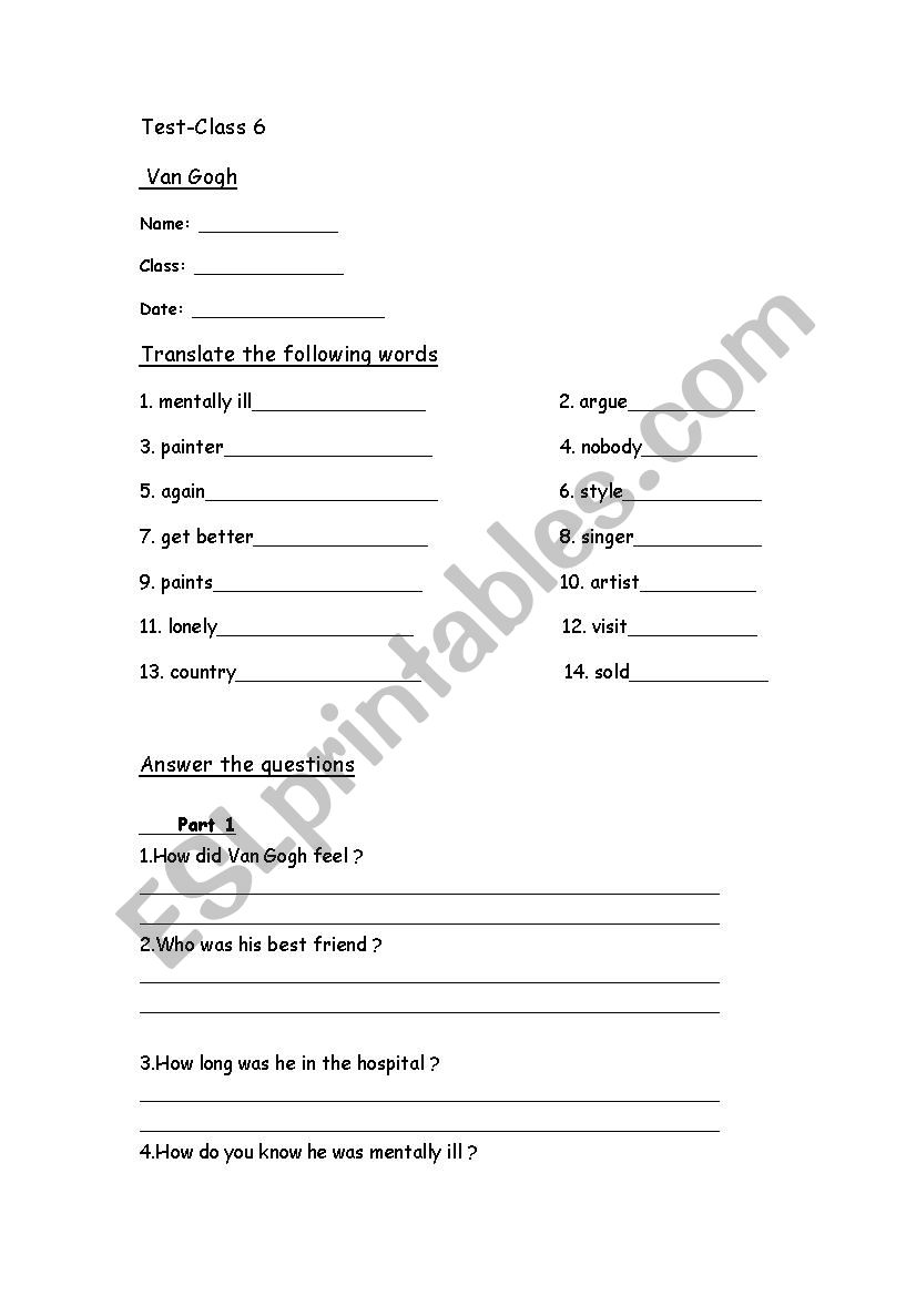 art worksheet