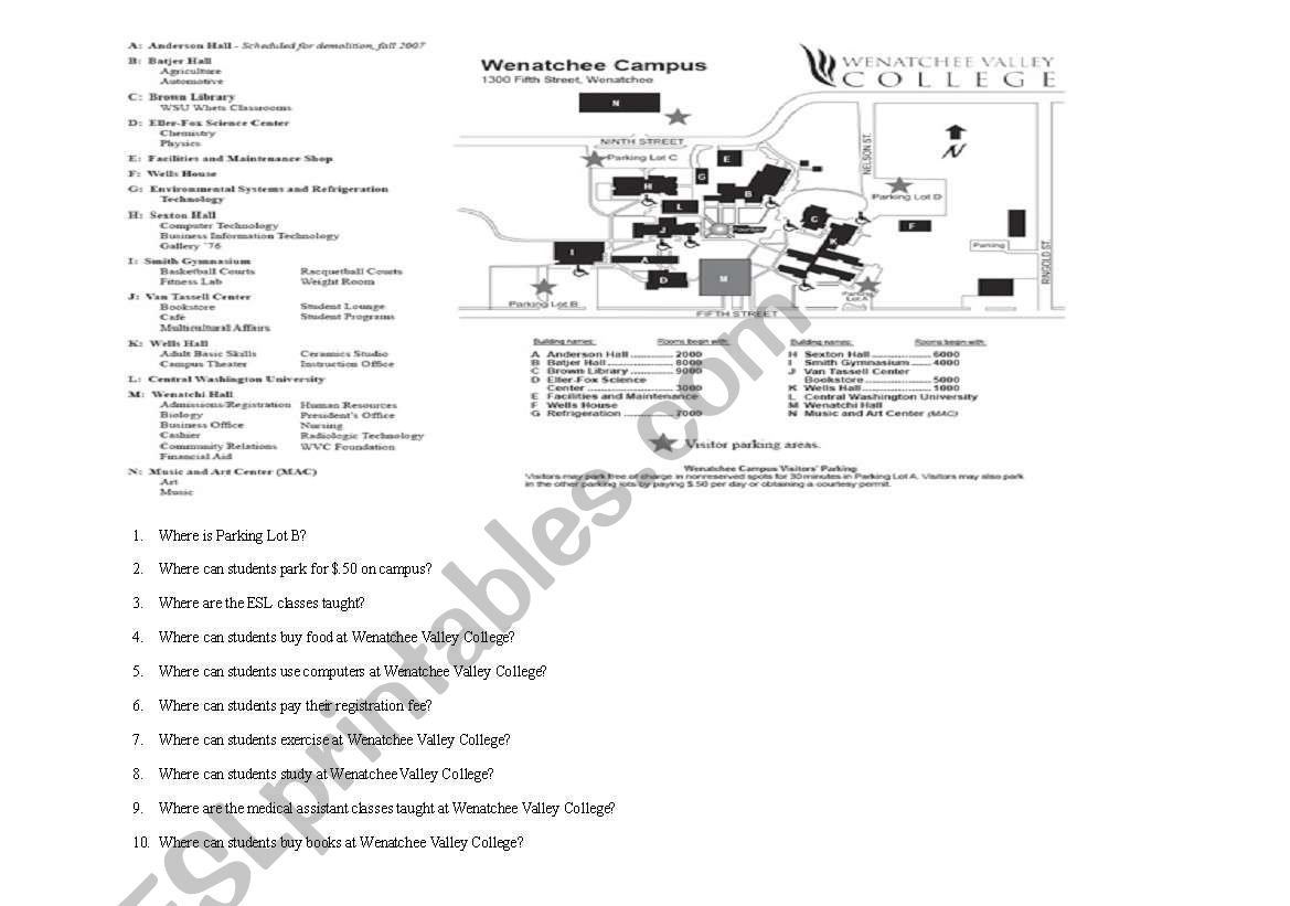 Map Reading worksheet