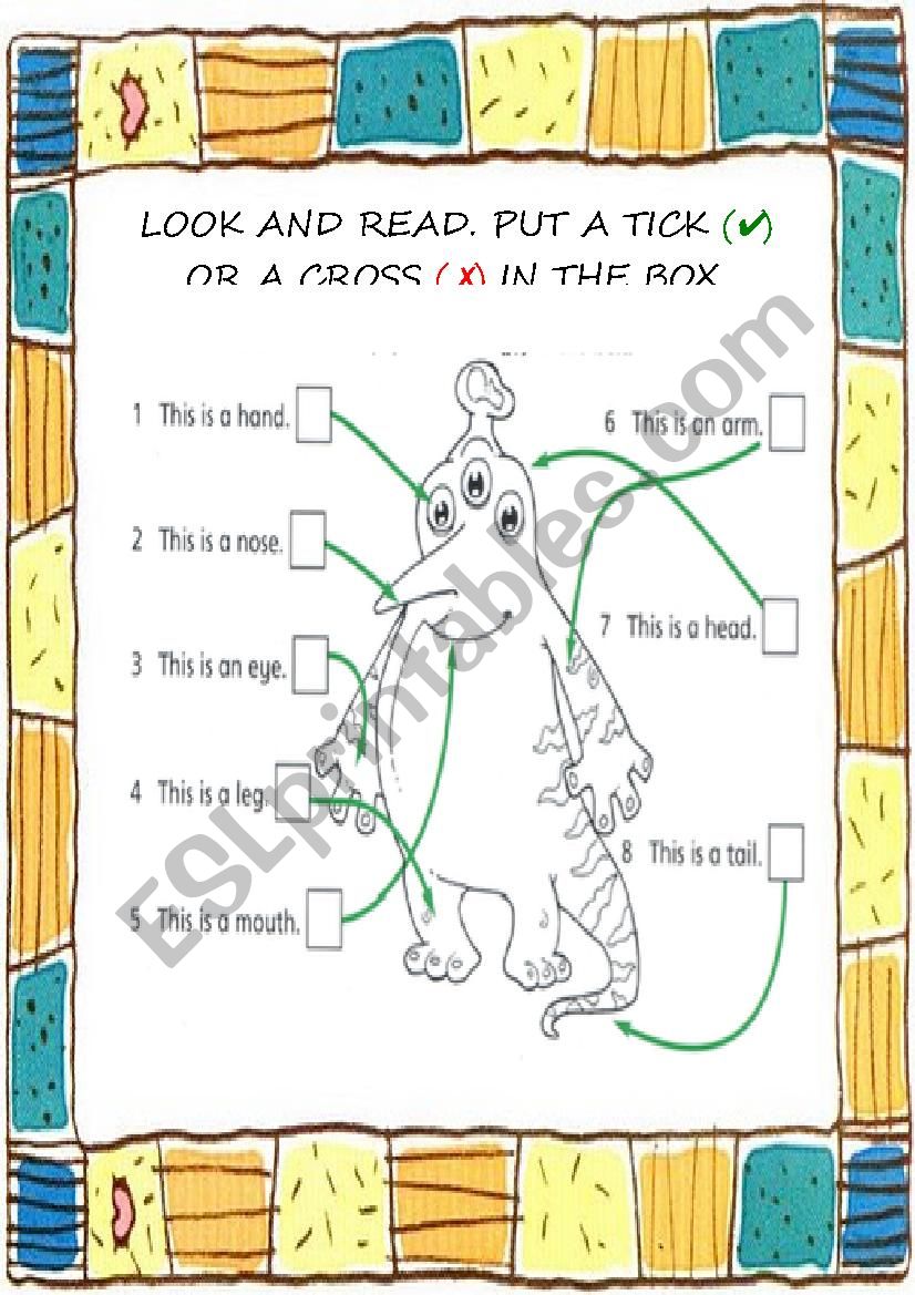 BODY PARTS worksheet