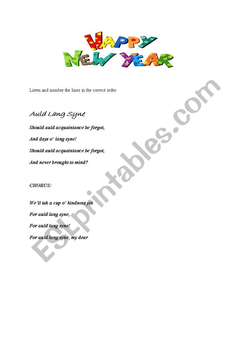 The famous New Year song Auld Lang Syne + The Millenium Prayer