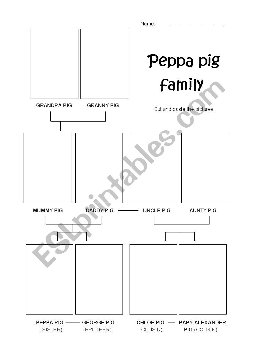 Peppa pig family worksheet