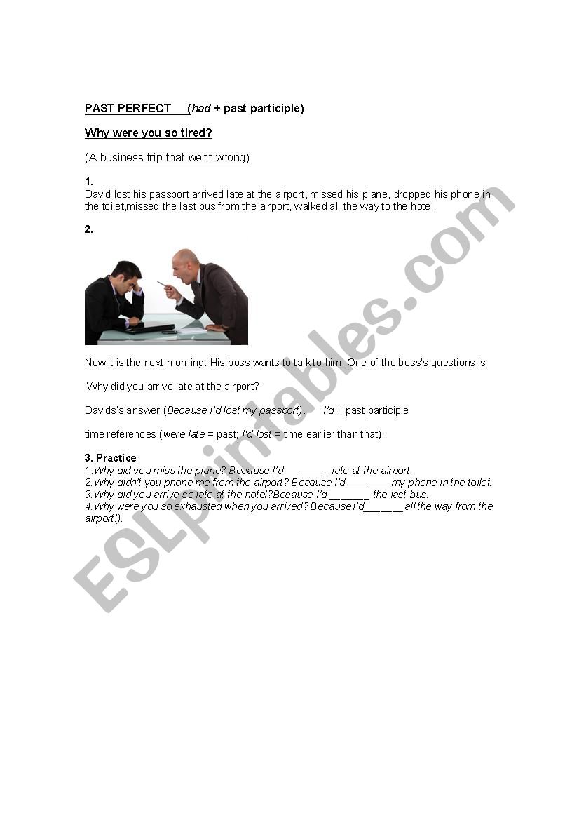 Past perfect worksheet worksheet