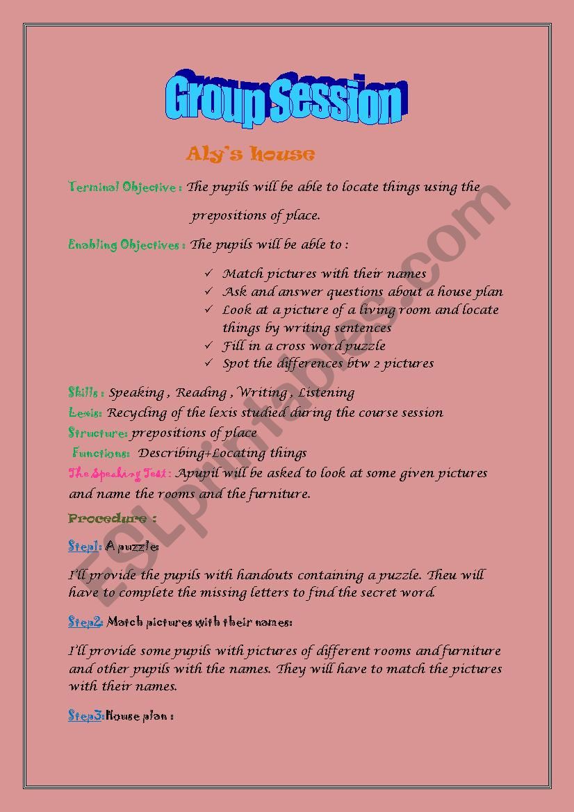 A detailed Group Session ALYS HOUSE 7th form 