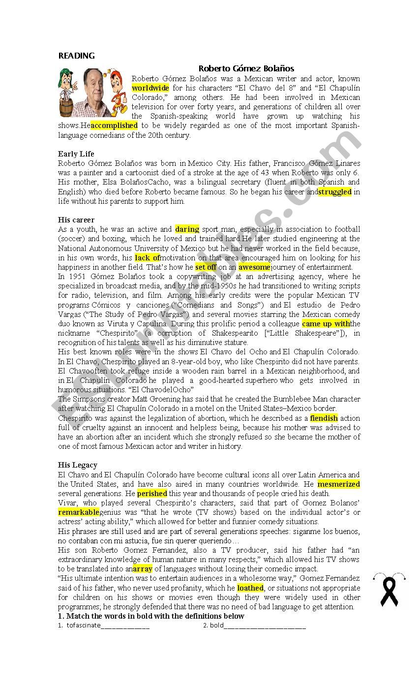 Reading: Roberto Gomez BolaÃ±os