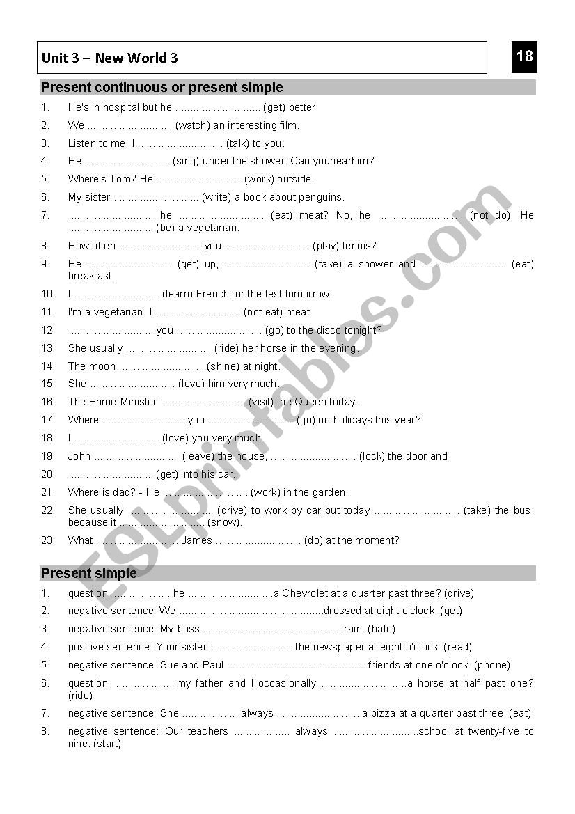 Present simple - Present Continuous - Past simple